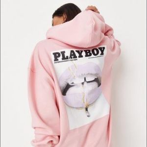 Playboy Graphic Print Hoody Dress Pink 